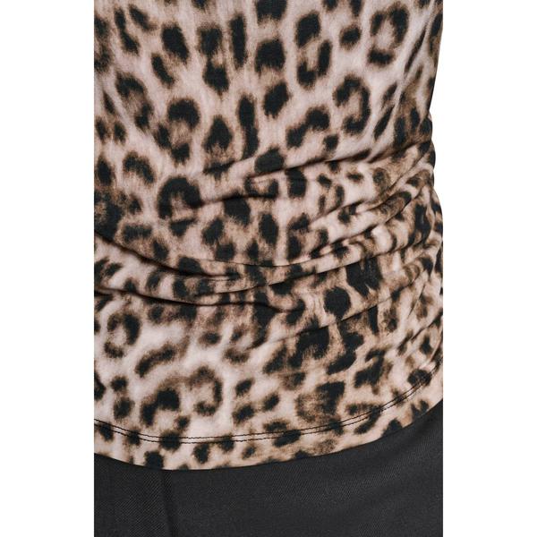 Womens DKNY Sleeveless Leopard Asymmetrical Neck Blouse