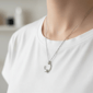 Saffron Sterling Silver Open Circle Moissanite Diamond Necklace - image 3