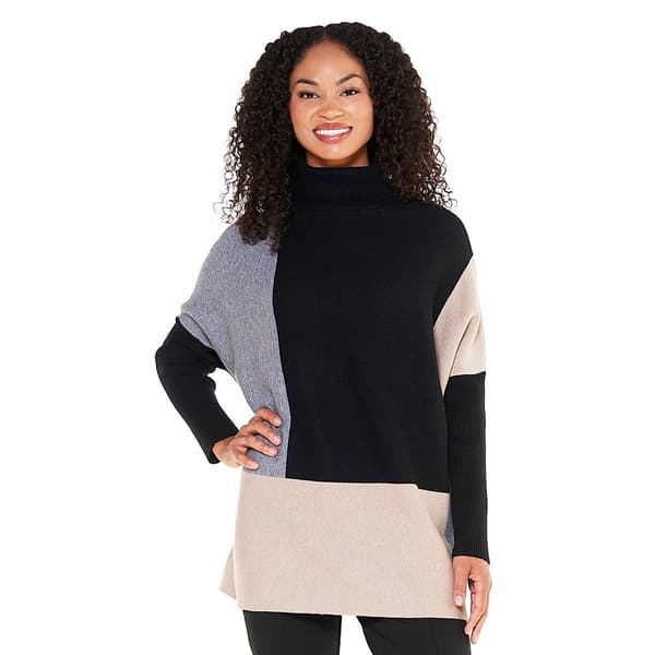 Womens Joseph A. Long Sleeve Color Block Poncho Sweater - image 
