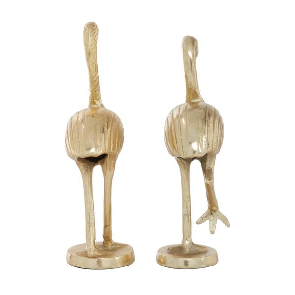 9th & Pike&#174; Gold Metal Flamingo Sculptures - Set of 2
