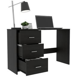 FM FURNITURE Berlin Black Wengue Three Drawers Desk