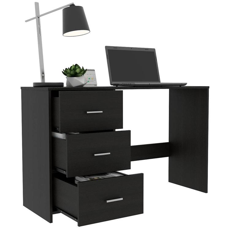 FM FURNITURE Berlin Black Wengue Three Drawers Desk