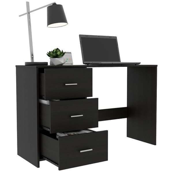 FM FURNITURE Berlin Black Wengue Three Drawers Desk