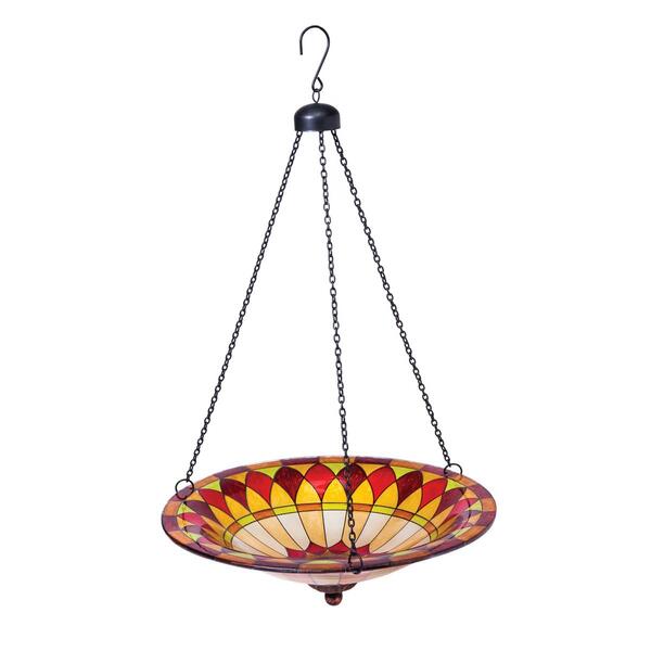Evergreen 14in. Tiffany Glass Hanging Bird Bath - image 