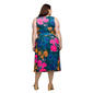 Plus Size 24/7 Comfort Apparel Blue Floral Pleated Pocket Dress - image 3