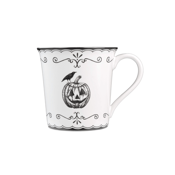 222 Fifth Elegant Haunting 4pc. White Porcelain Halloween Mug Set