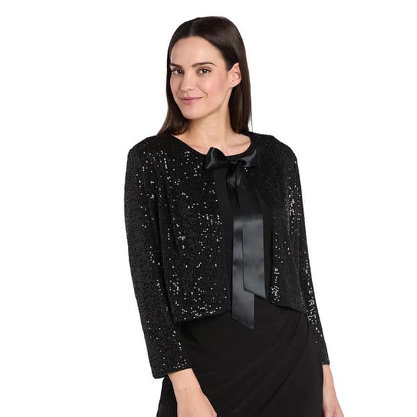 Womens R&M Richards Sequin Bow Tie Jacket