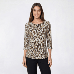 Womens Emily Daniels 3/4 Sleeve Abstract Textured Blouse