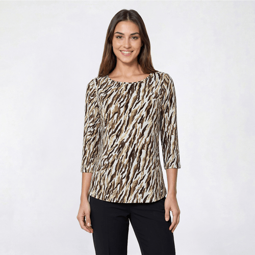 Petite Emily Daniels 3/4 Sleeve Abstract Textured Blouse - image 