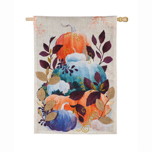 Evergreen Copper Harvest Burlap Garden Flag - image 