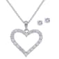 Gianni Argento Lab White Sapphire Heart Pendant & Earrings Set - image 1