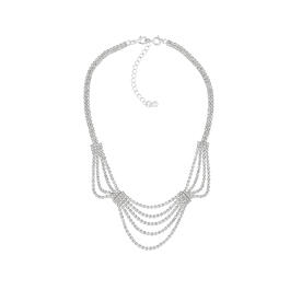 Roman Silver-Tone Crystal Cup Chain Multi Layered Collar Necklace