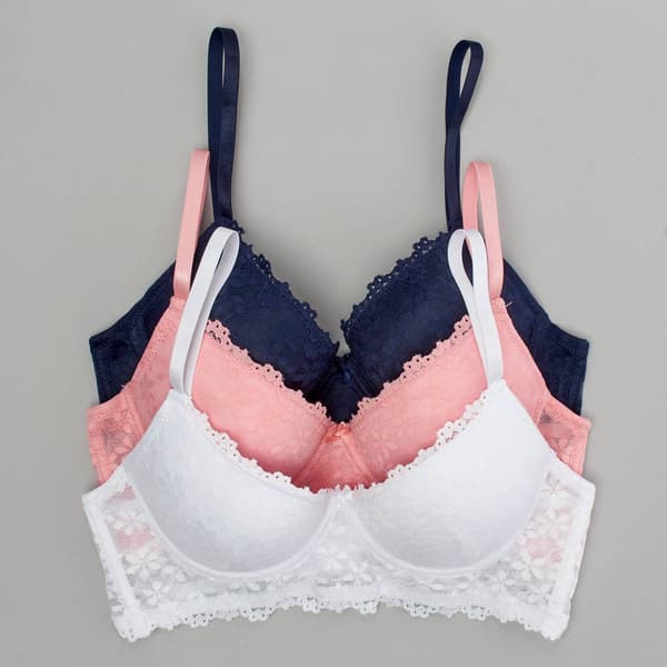 Womens Laura Ashley&#40;R&#41; 3pk. Daisy Lace Full Molded Bras LS7512-3PKJ - image 