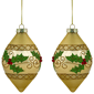 Northlight 2pc. Golden Glitter Holly Finial Christmas Ornaments - image 1