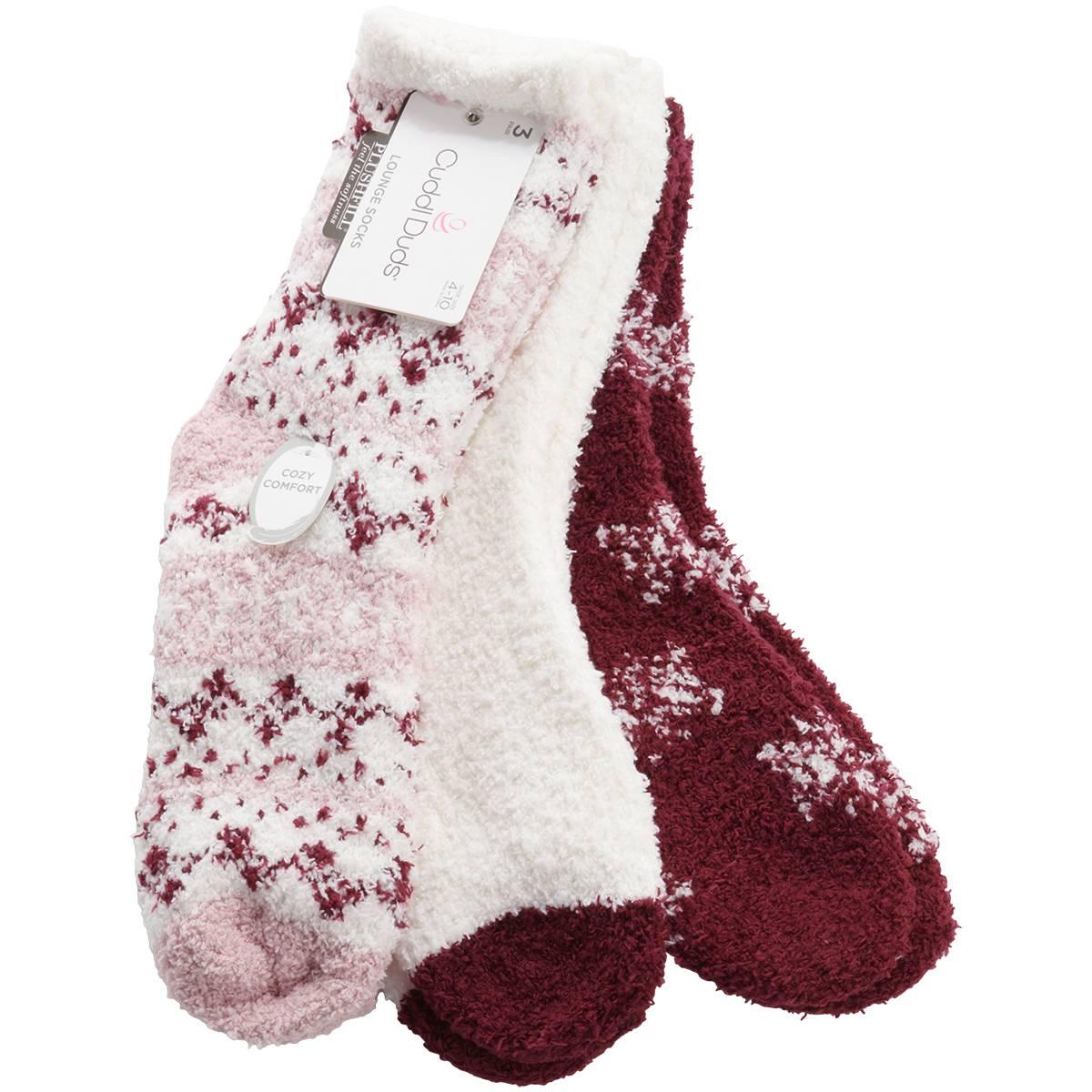 Womens Cuddl Duds(R) 3Pk Snowflake Cozies Socks