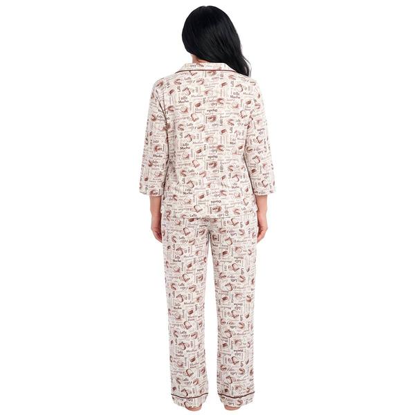 Womens Poppy & Clay Long Sleeve Coffee Organic Pajama Set