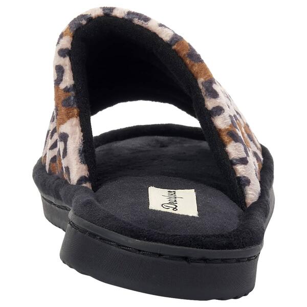 Womens Dearfoams® Ana Leopard Quilted Velour Slide Slippers