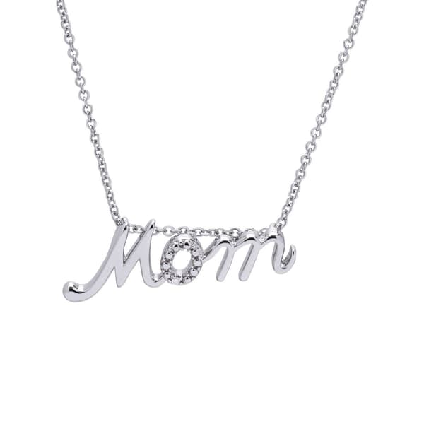 Accents by Gianni Argento Diamond Mom Script Pendant Necklace - image 