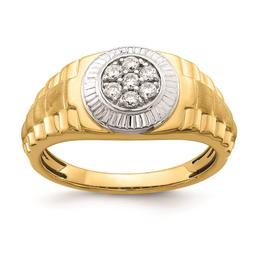 Mens Pure Fire 14kt. Two-Tone Gold Lab Grown Diamond Round Ring