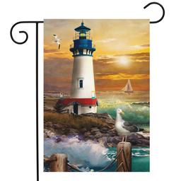 Briarwood Lane Sunset Lighthouse Garden Flag