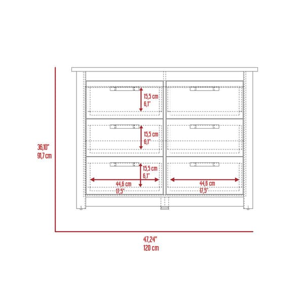 FM FURNITURE Westport 6 Drawer Double Dresser