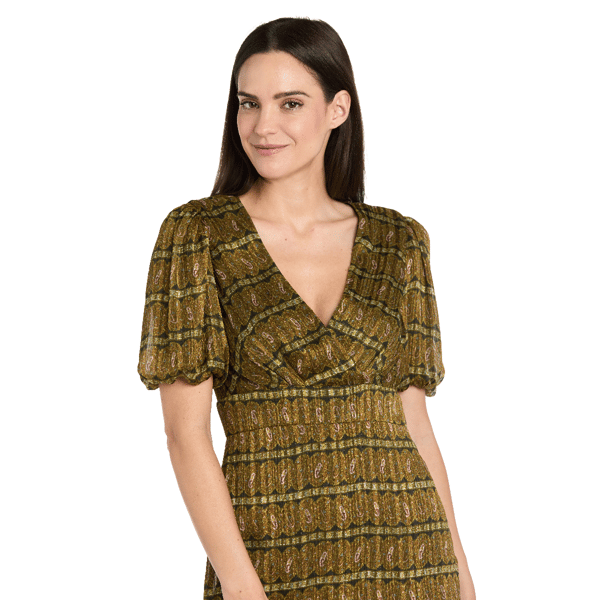 Women R&M Richards Daytime Metallic Stripe Maxi Dress