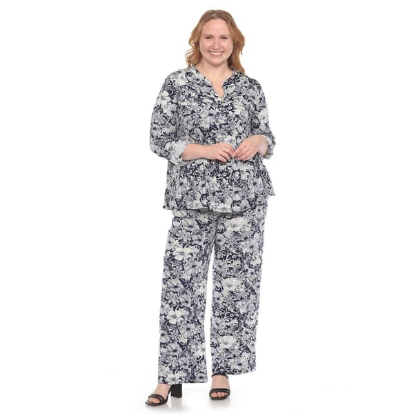 Plus Size White Mark 2pc. Floral Print Tunic and Pant Set