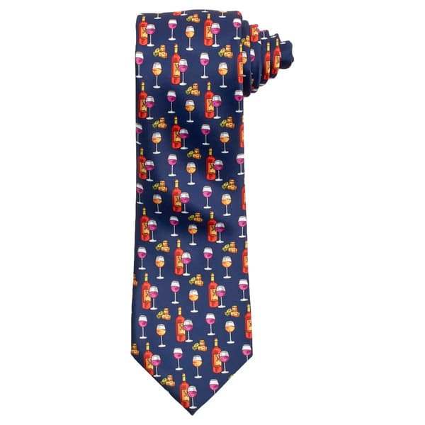 Mens Nicole Miller Wine Glasses & Wine Bottles Print Tie - image 