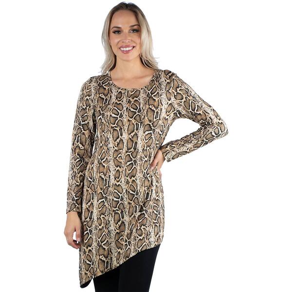 Womens 24/7 Comfort Apparel Long Sleeve Asymmetric Snake Tunic - image 