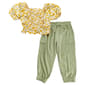 Toddler Girl Lemon Kiss Floral Puff Sleeve & Cargo Joggers Set - image 1