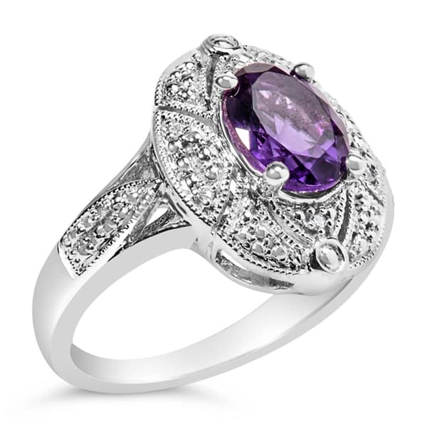 Haus of Brilliance Sterling Silver Purple Amethyst Ring