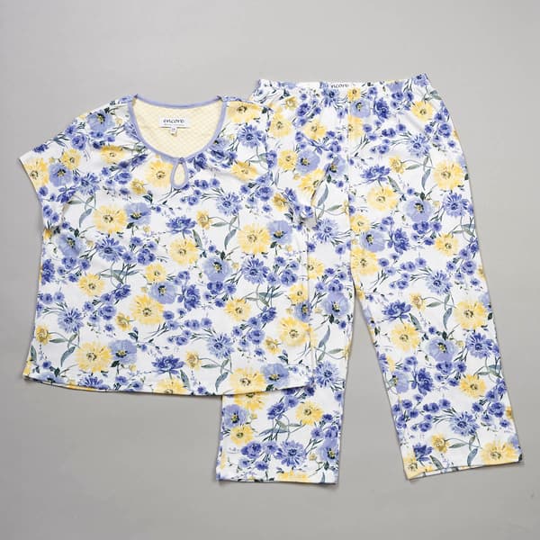 Petite Karen Neuburger Sunshine Floral Keyhole Capri Pajama Set
