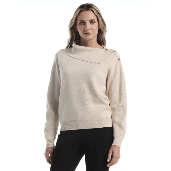 Womens Rafaella(R) Split Neck Button Detail Sweater - image 