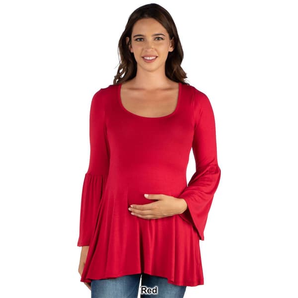 Plus Size 24/7 Comfort Apparel Bell Sleeve Flared Maternity Top