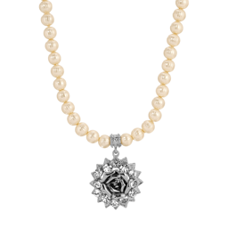 1928 Jewelry 18in. Crystal Flower Pendant Bead Necklace