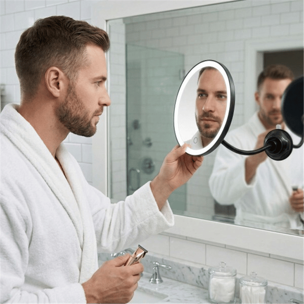 Ovente 9in.  Rechargeable Lighted Wall Mount Makeup Mirror