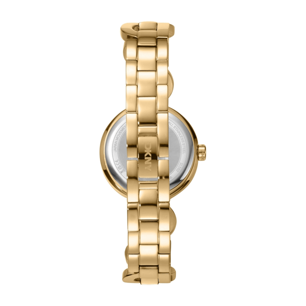 Womens DKNY Open Link Black Dial Gold Bracelet Watch DK1L162M0045