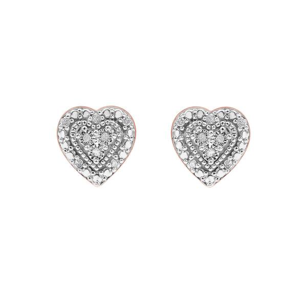 Diamond Classics&#8482; Rose Flash Plating Diamond Heart Stud Earrings