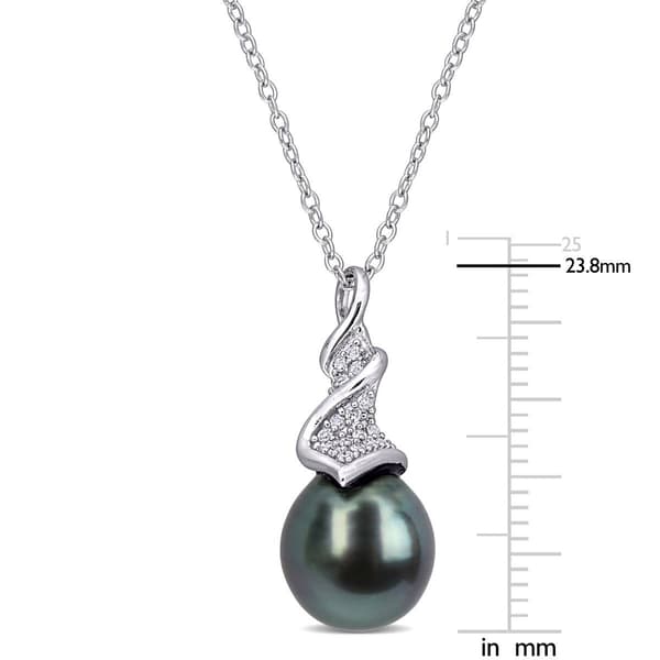 Gemstone Classics&#8482; Black Tahitian Pearl Twist Drop Pendant