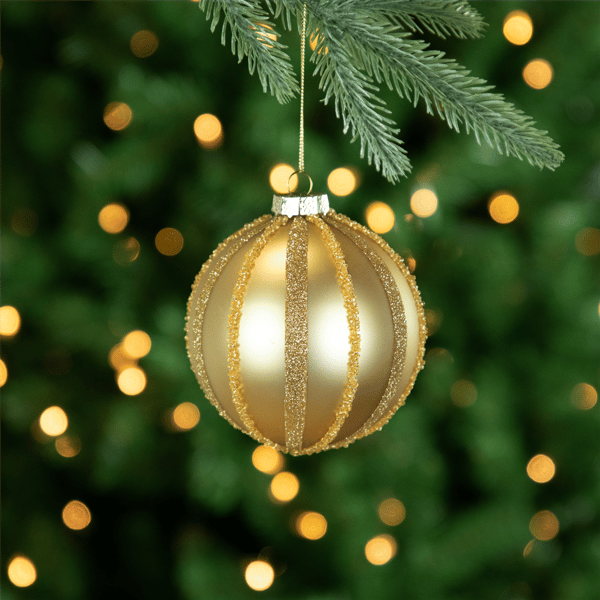 Northlight 2ct. Glitter & Beads Striped Christmas Glass Ornaments