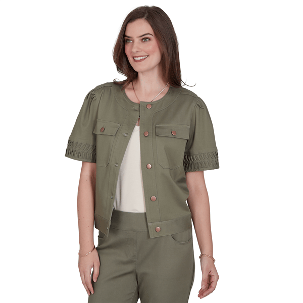 Womens Ruby Rd. Sedona Escape Short Sleeve Soft Denim Jacket
