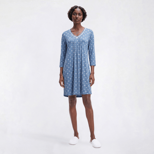Womens Rene Rofe(R) Flower & Geometric V-Neck Lace Trim Nightshirt