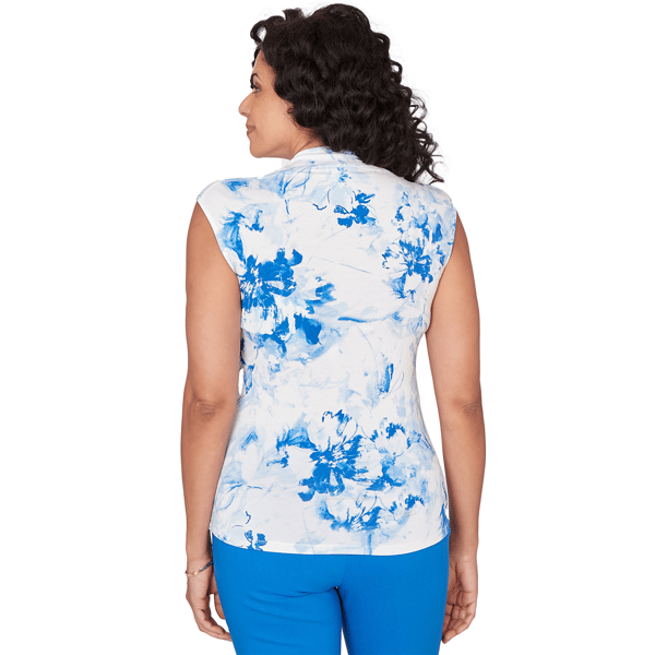 Womens Emaline Sapphire Serenade I Square Neck Floral Blouse