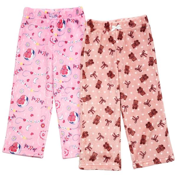 Girls (4-6x) Betsey Johnson 2pk. Bear/Sweets Plush Pajama Pants - image 