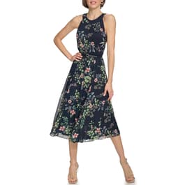 Womens Tommy Hilfiger Sleeveless Halter Print Chiffon Midi Dress