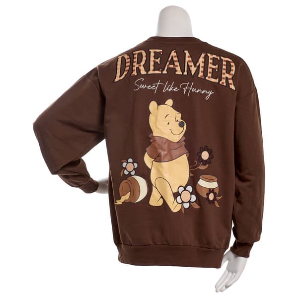Juniors Freeze Pooh Chenille Applique Embroidered Fleece Pullover