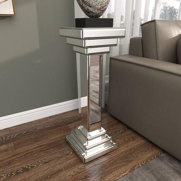 9th & Pike® Silver Wood Glam Pedestal Table
