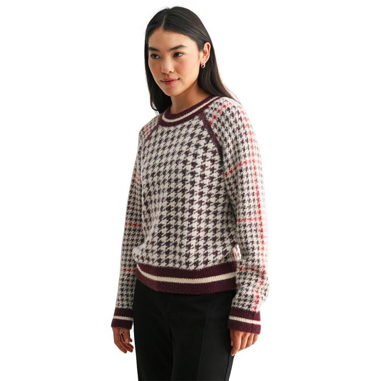 Womens CITY BLUES Long Sleeve Houndstooth Sweater