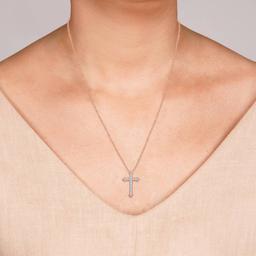 Nova Star® Lab Grown Diamond Rose Gold Plated Latin Cross Pendant
