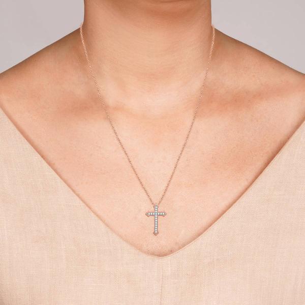 Nova Star® Lab Grown Diamond Rose Gold Plated Latin Cross Pendant